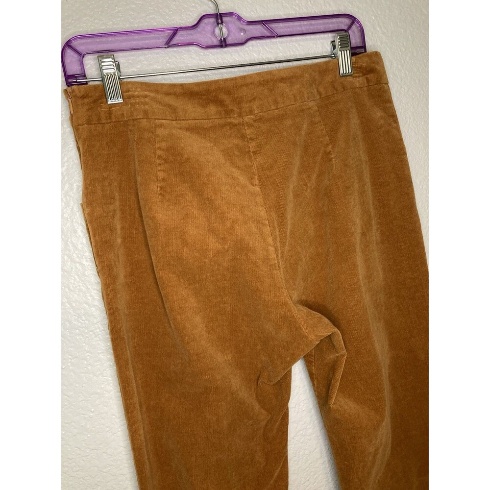 Corduroy Boho Hippie Pants Women's L Brown 70s Retro Flare Mid Rise Pull On TCEC - Picture 5 of 10